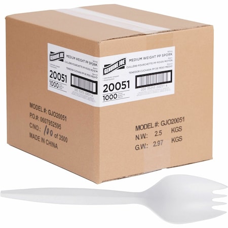 Individually Wrapped Spork - White, 1000PK